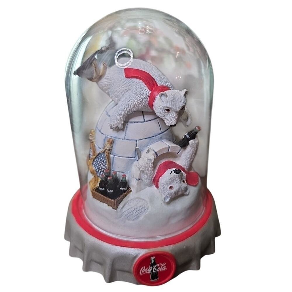 VTG 1997 The Coca-Cola Polar Bears "Christmas Cheer" With Dome‎ By Franklin Mint